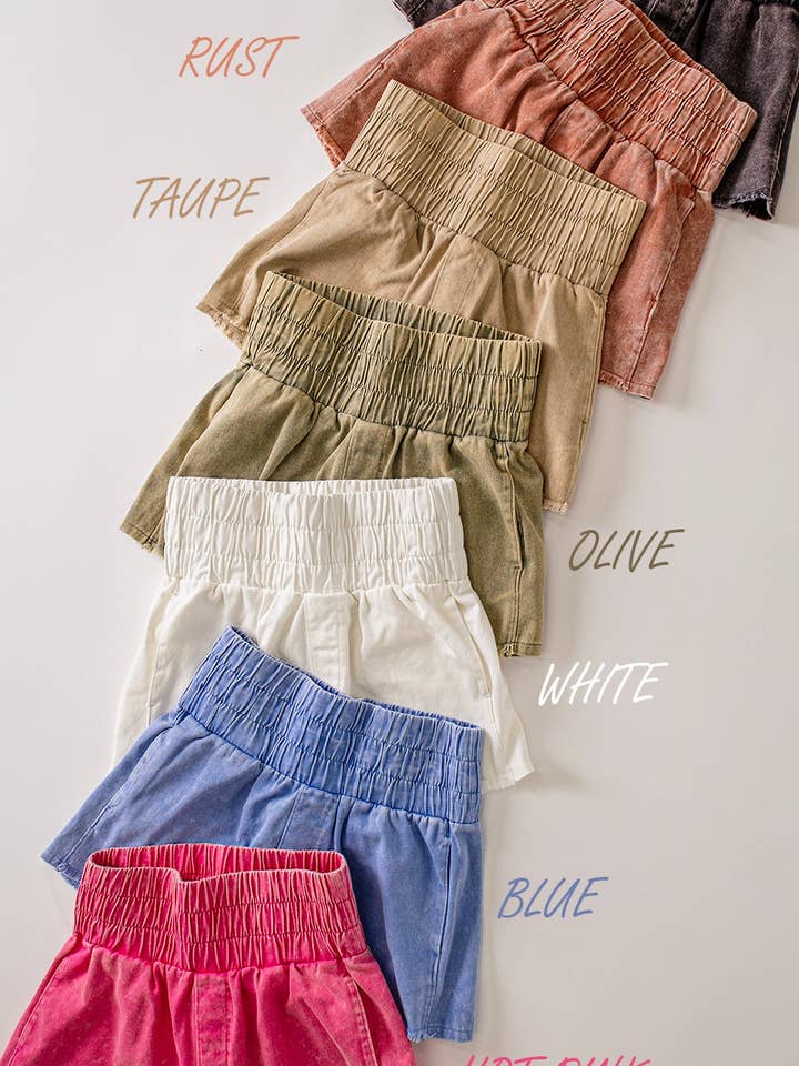 NP70123-High-Waist Washed Twill Mini Shorts w/ Pockets for wholesale by VERY J