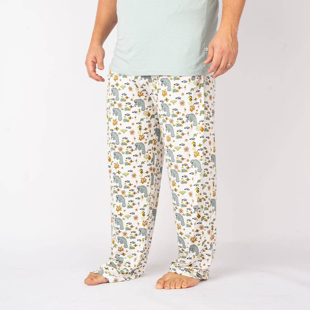 Branco/Multi Calças de Pijama de Bambu Relaxado Manatee Lounge para venda a revendedores na Faire1