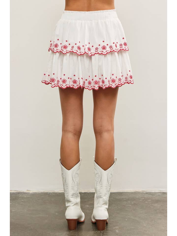 Mustard Seed - Wholesale Skort - Women's - BANDED WAIST EMBROIDERY TIERED SKORT9