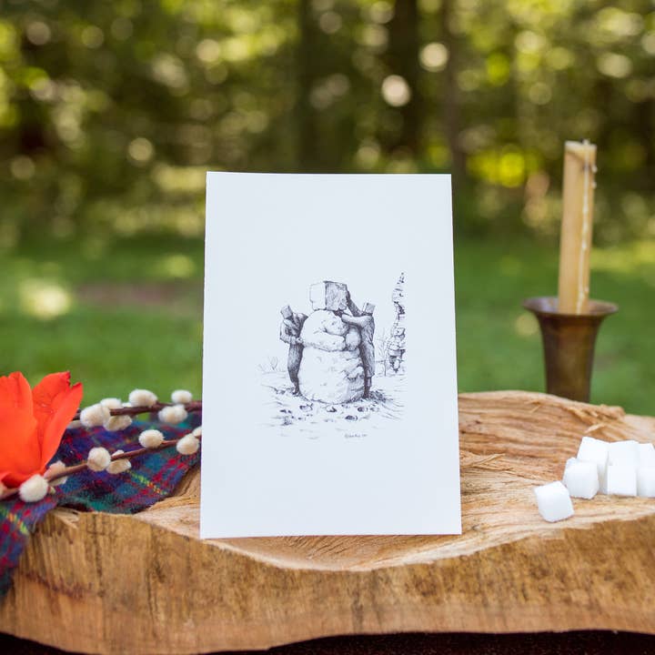 Sugarheads - Wholesale Season's Greetings Card - Snowman Whimsical Pen and Ink Greeting Cards