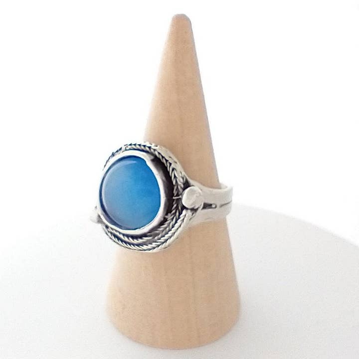 Hammered Silver Ring, Blue Ring, Coastal Jewelry for wholesale by Piccadilly Pendants