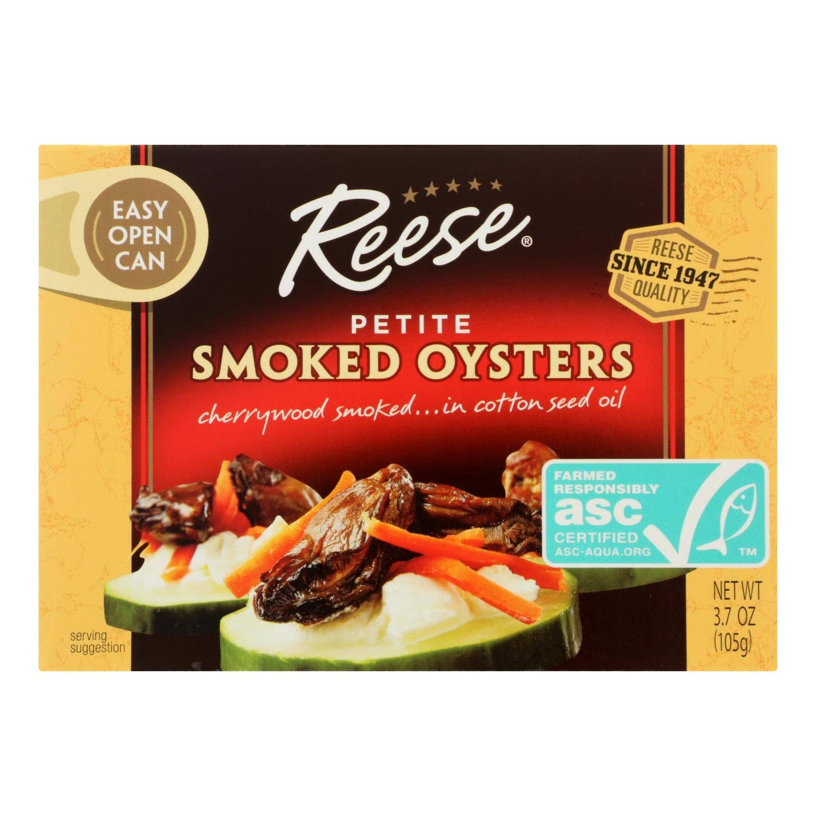Everyday Supply Co - Wholesale Fish/Seafood - Reese Oysters - Smoked - Petite - Case Of 10 - 3.7 Oz0