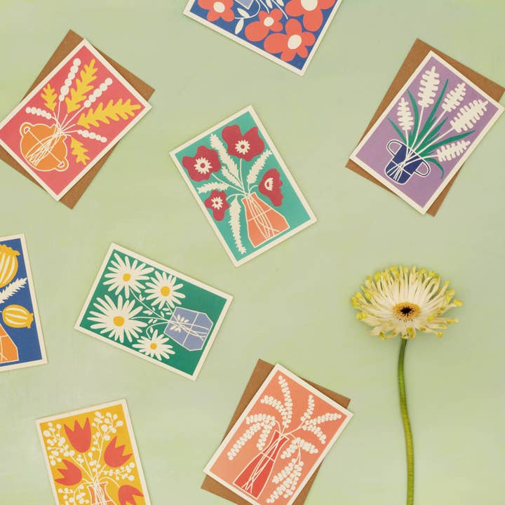 Studio Wald - UK Made - Wholesale Everyday Greeting Card - All Occasions Greetings Card- Vase- Poppy1