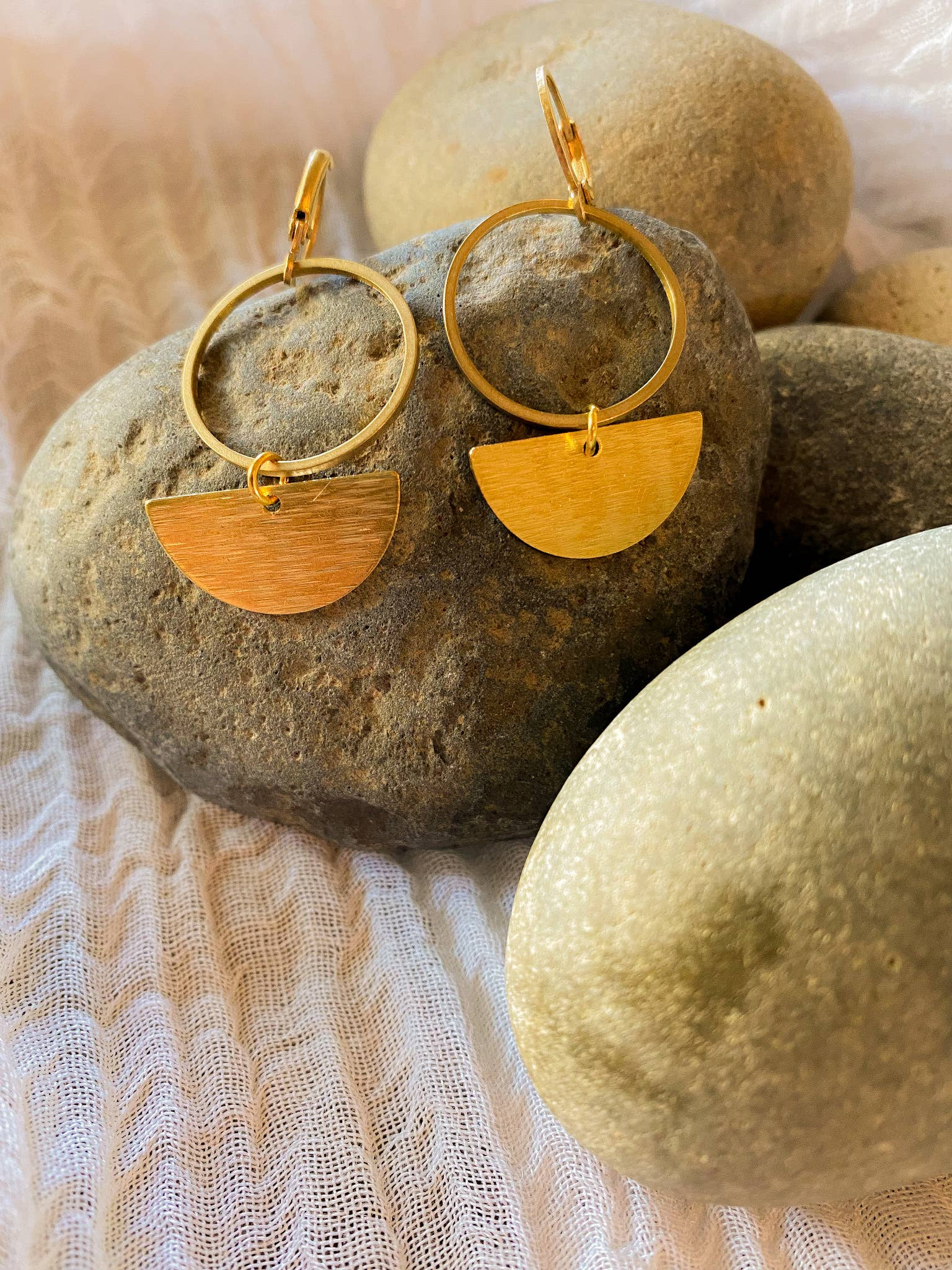 Santore Jewelry Company - Wholesale Dangle Earrings - Selene:Simple Eclipse Brass Earring1