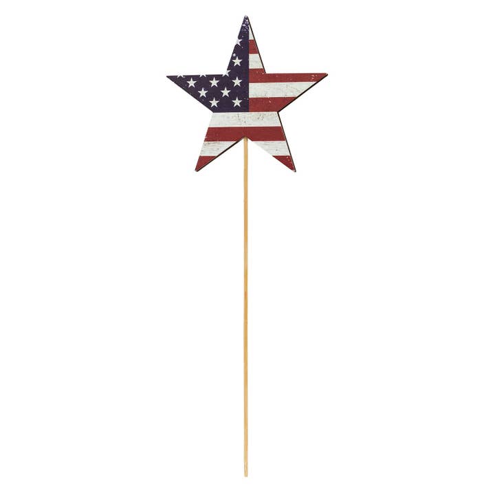 Antiqued Wooden USA Flag Star Pick for wholesale by CWI Gifts