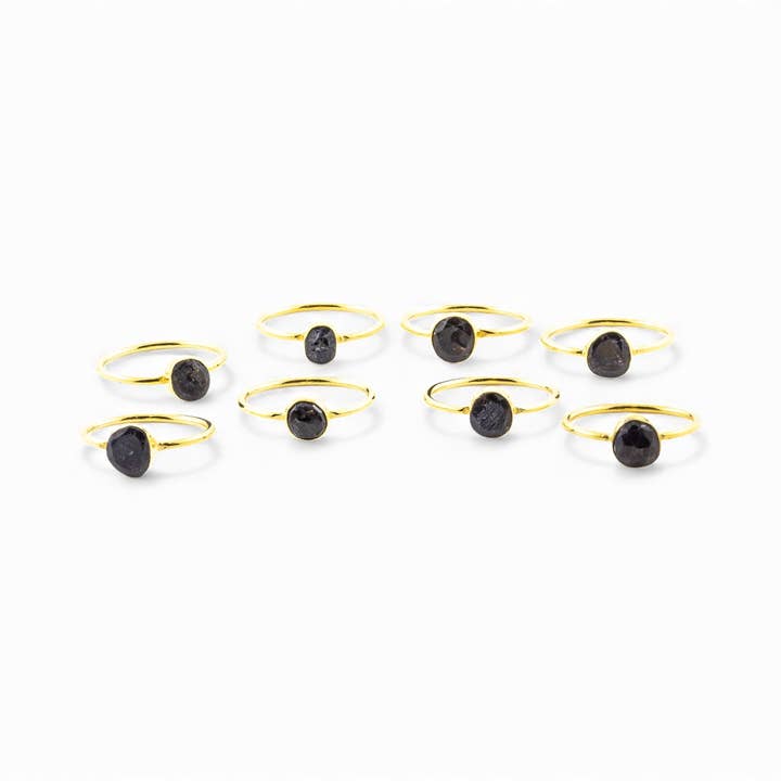 Blue Sapphire Ring Brass Gold Stackable ( Set Of 3) for wholesale by Quasar Gems USA