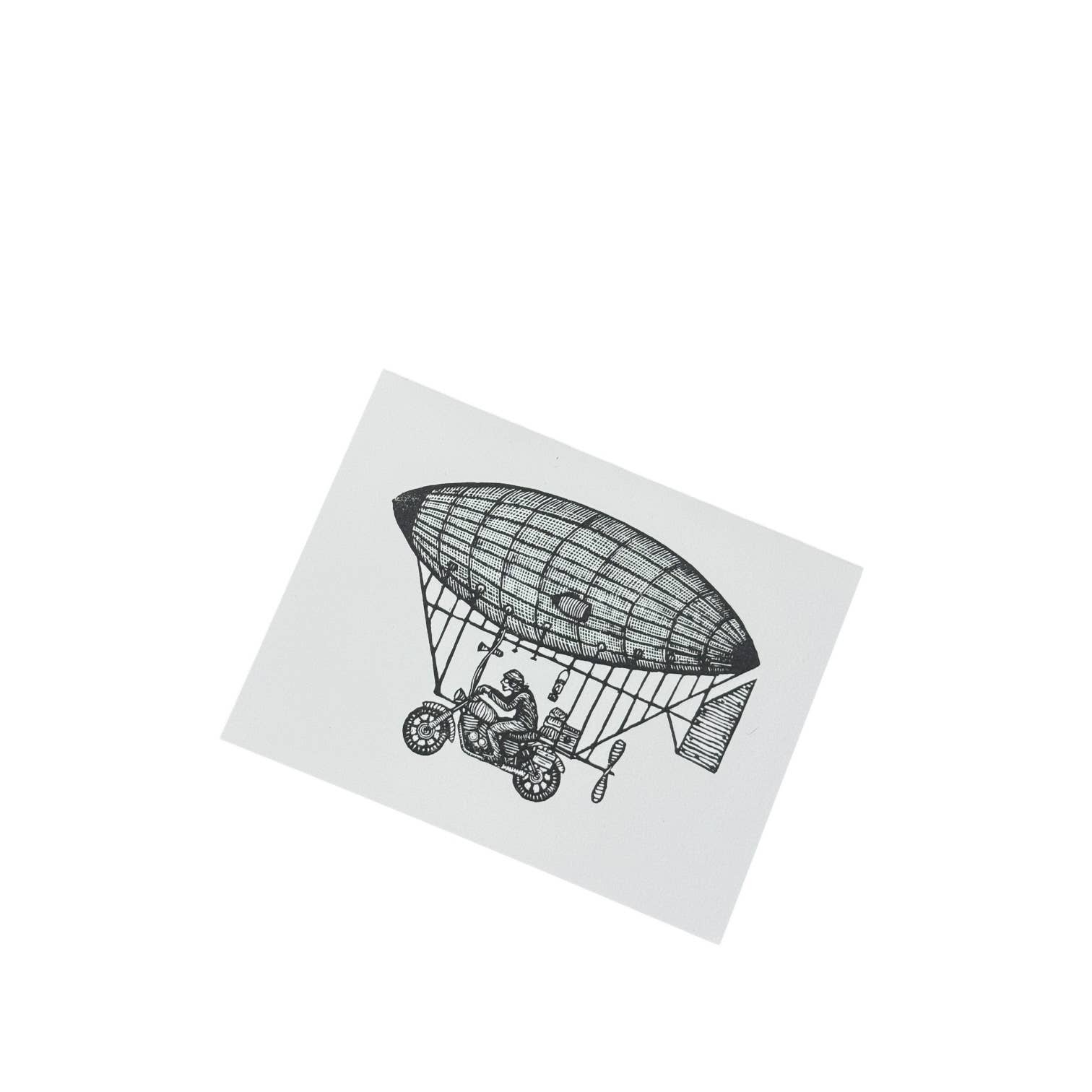 Anomal Press - Wholesale Everyday Greeting Card - Motordirigicycle Linocut relief print greeting card