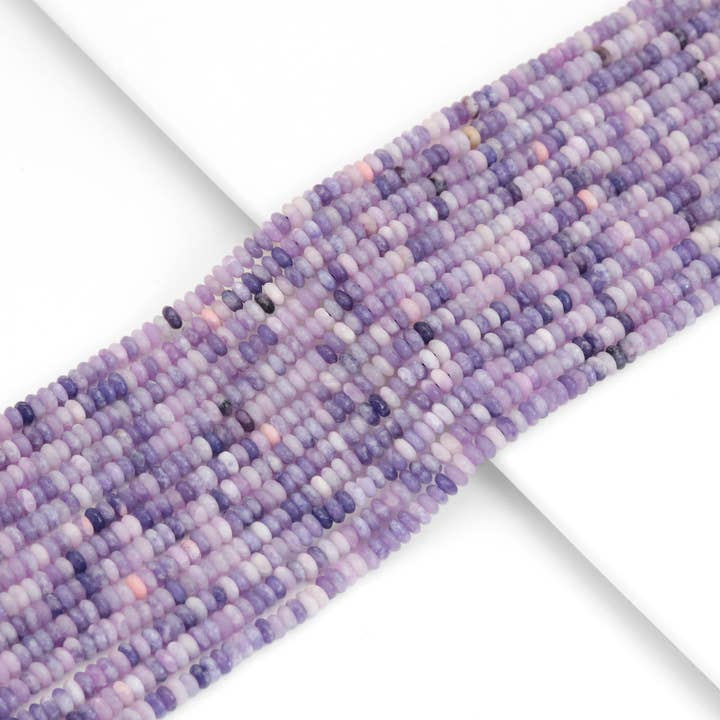 BestBeads&Beyond - Wholesale Beads - 2x4mm Rondelle Smooth Lavender Jade Beads, Sku#U1958