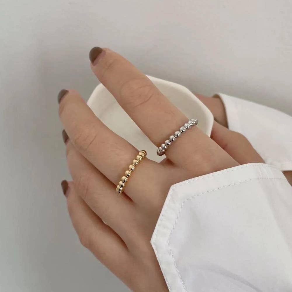 HoopLa - Wholesale Band/Stacked Ring - Gold Beads Stackable Stretch Rings- Waterproof no Tarnish1