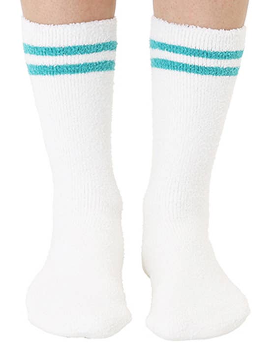 Living Royal - Wholesale Socks - Unisex - Fuzzy Crew Socks w/ Bottom Grip Phrase - "Tini Time" - White1
