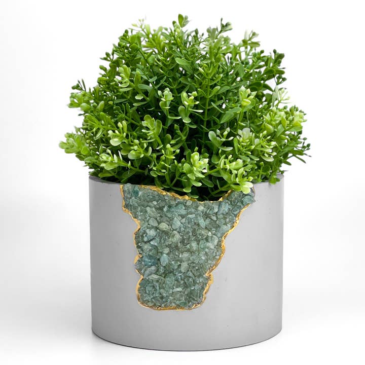 PLANTATER APATITE 6" VERDE, plantadora grande geode, vaso de cristal por atacado de Planters Made in the USA