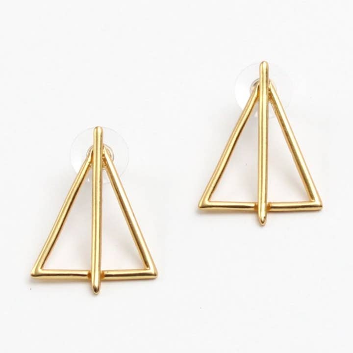 Gold Triangle Earrings for wholesale by Sylca Designs