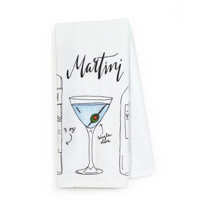 Martini Cocktail Tea Towel for wholesale by Wild Ink Press