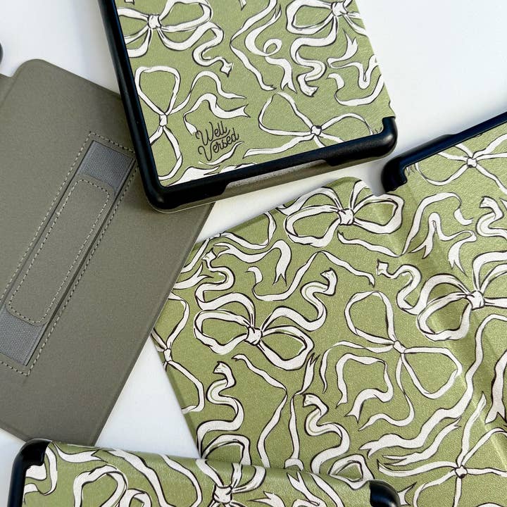 Well Versed Goods - Wholesale Book Cover - Green Bows Kindle Case - E-Reader Case