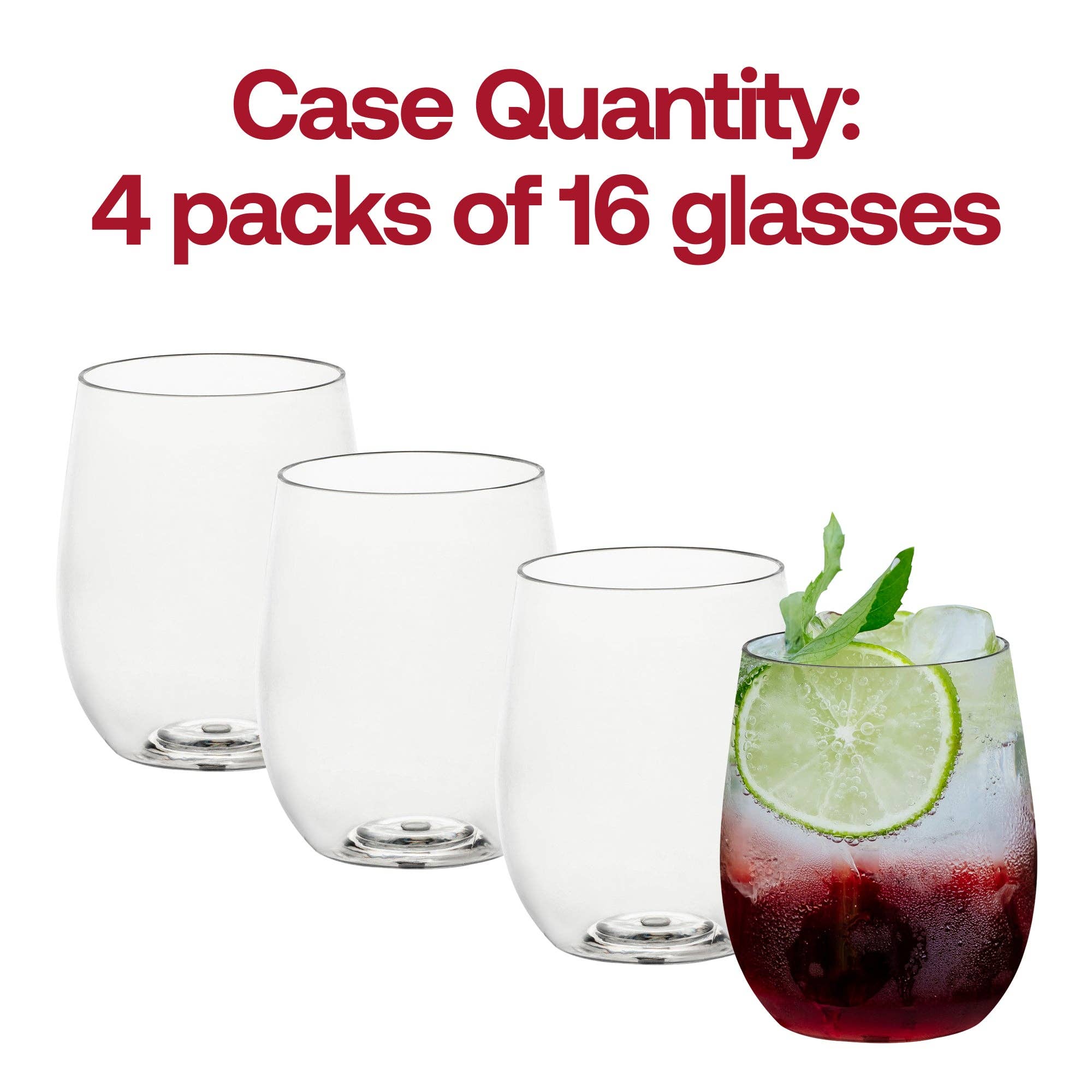 Smarty had a Party – wholesale Wine glass – 12 oz. Clear Elegant Plastic Wine Glasses - 64 pcs3