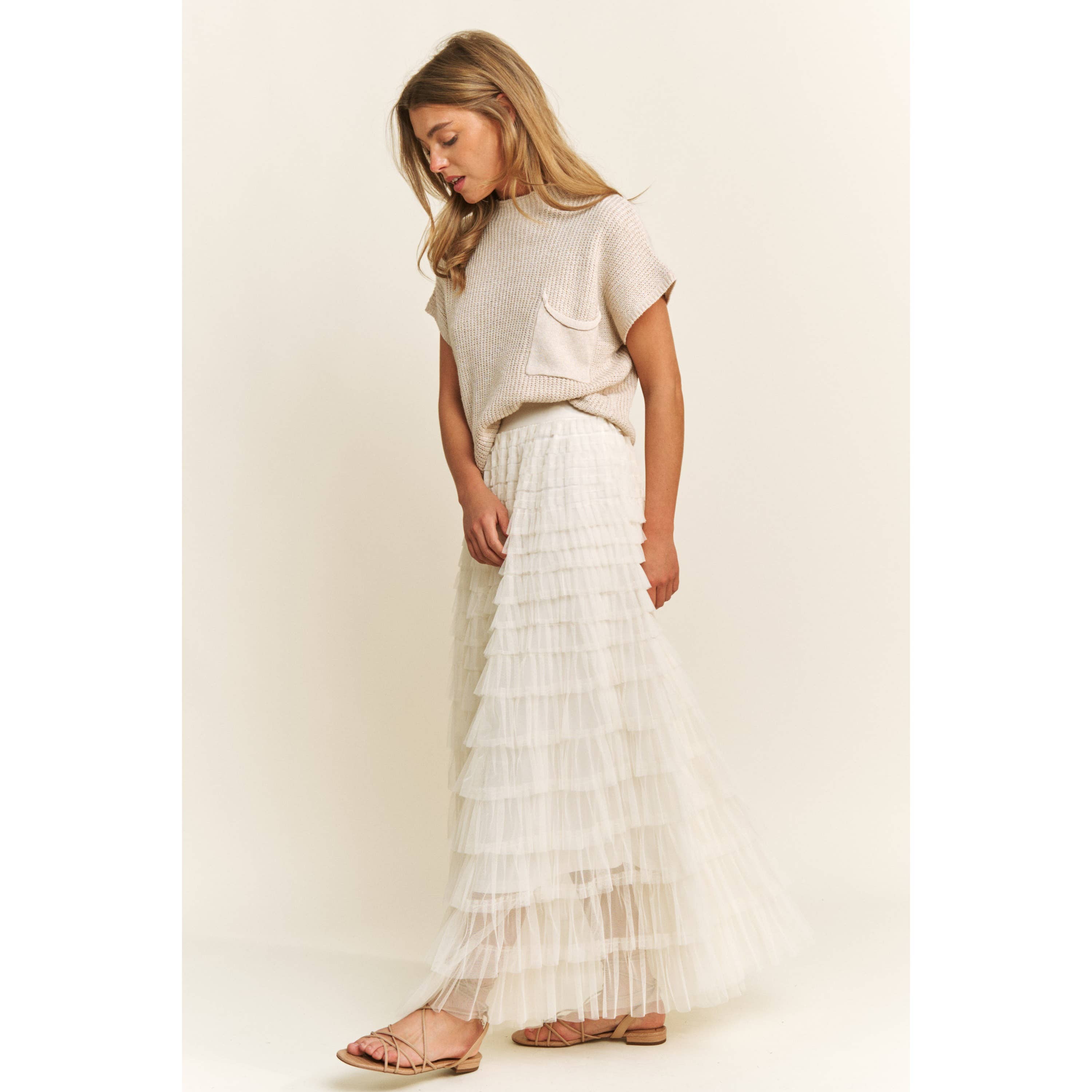 Sweet Generis - Wholesale Skirt - Women's - CASCADING TULLE MESH TIERED MAX SKIRT5