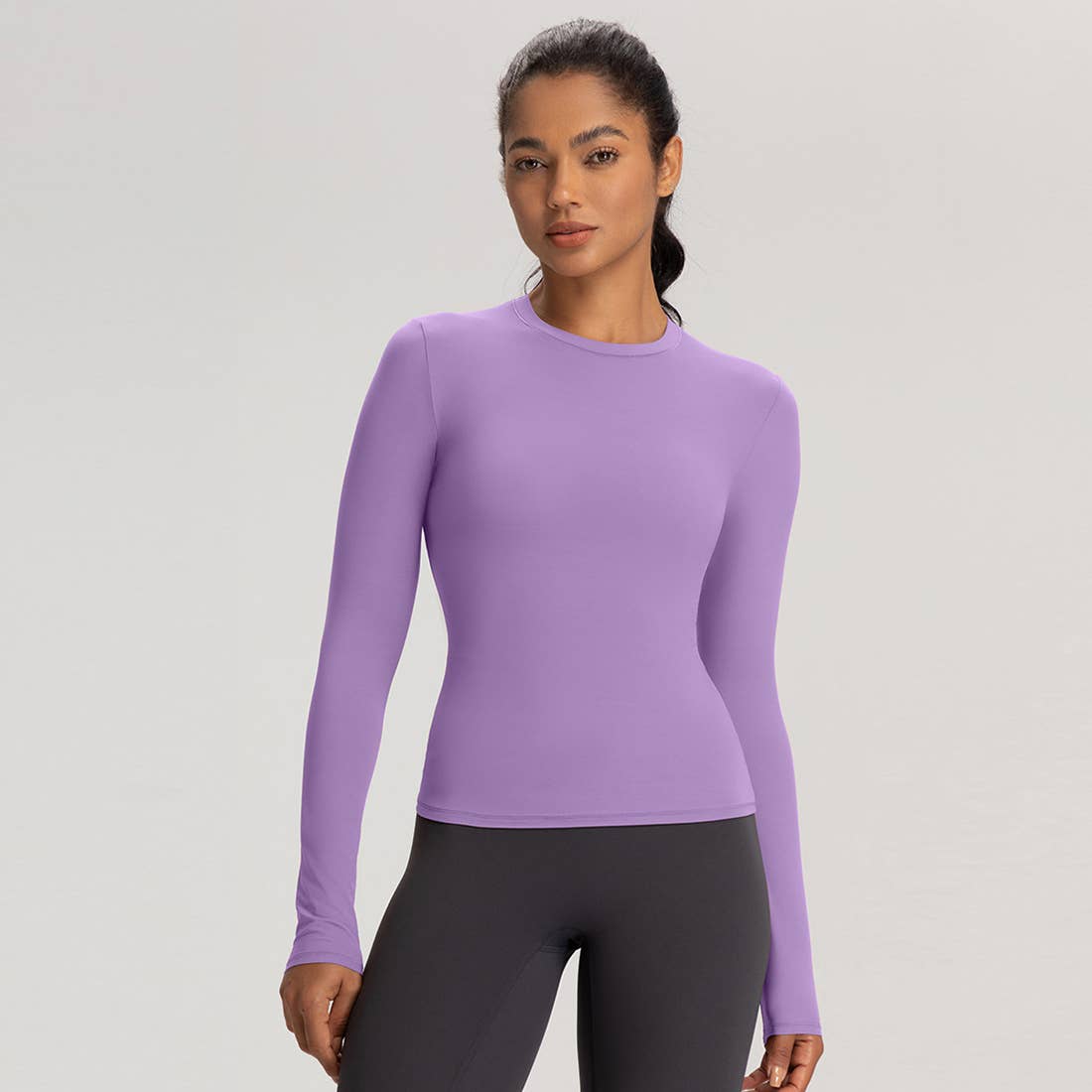 Sodalemon - Wholesale Athletic Top - Women's - Women High-Stretch Round-Neck Workout Long Sleeve Top12