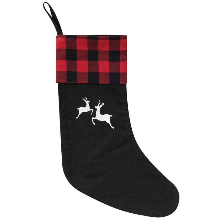 Col House Designs – Meias de época festiva por atacado – Meia de rena Red Buffalo Check