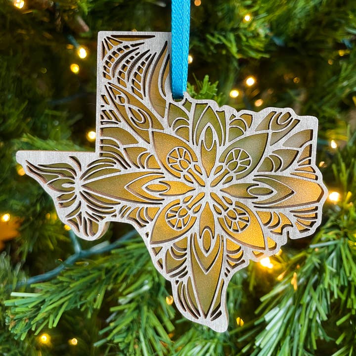 Texas Laser Cut Mandala Ornament for wholesale by Hollow Hill Creative