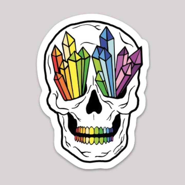 Rainbow Crystal Skull Sticker for wholesale by Black Cat Bazaar