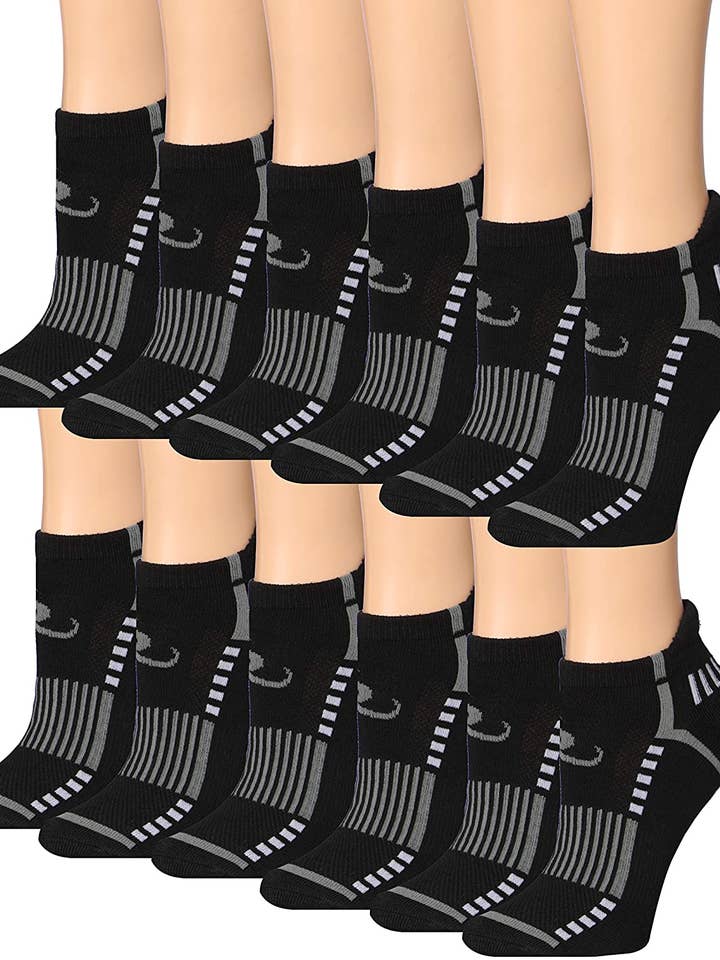 Ronnox Women's 12-Pairs Low Cut Running & Athletic Performance Tab Socks for wholesale by Gold Hose LLC