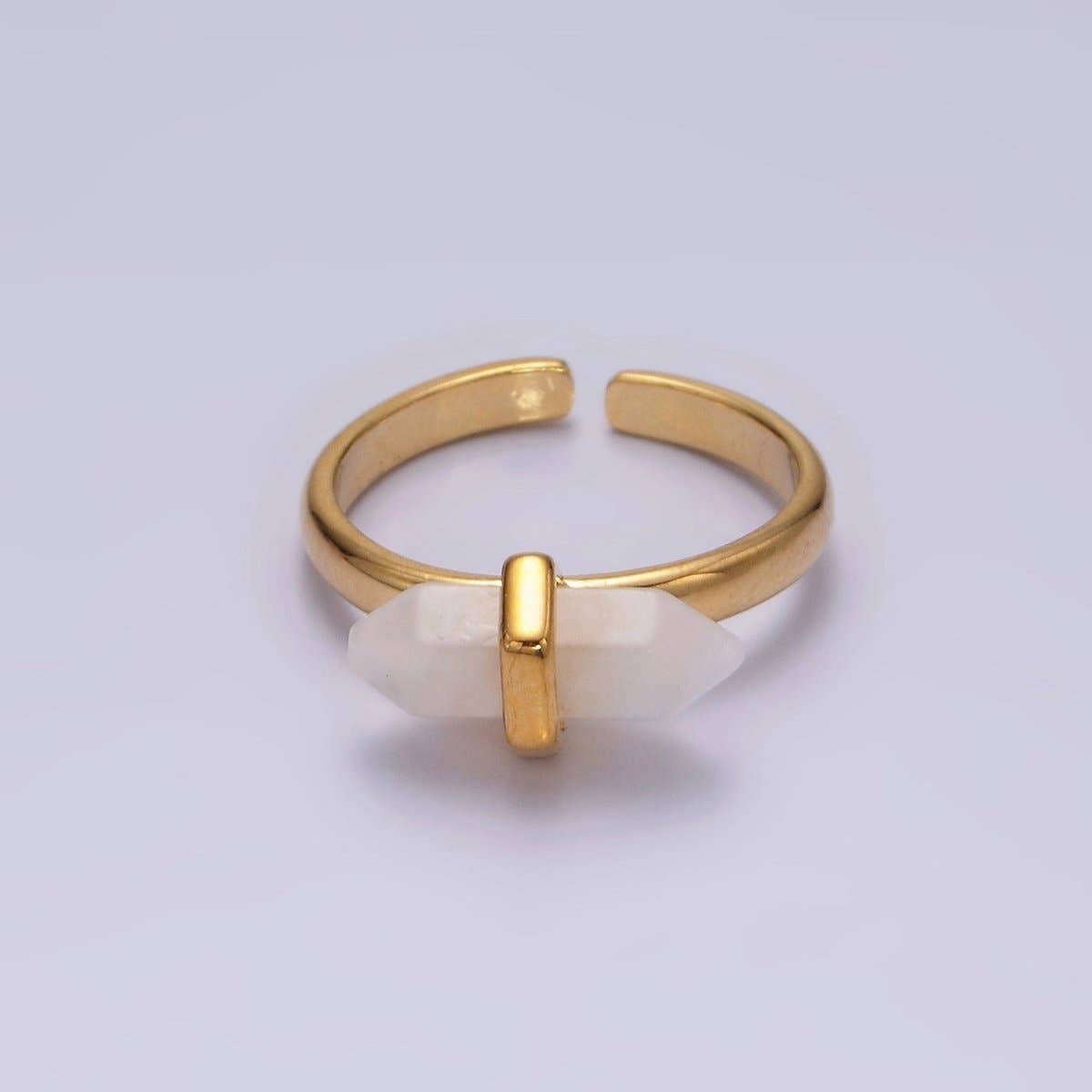 Aim Eternal - Wholesale Single Stone/Solitaire Ring - 14K Gold Filled Natural Gemstone Pointed Wand Ring | O688 - O6970