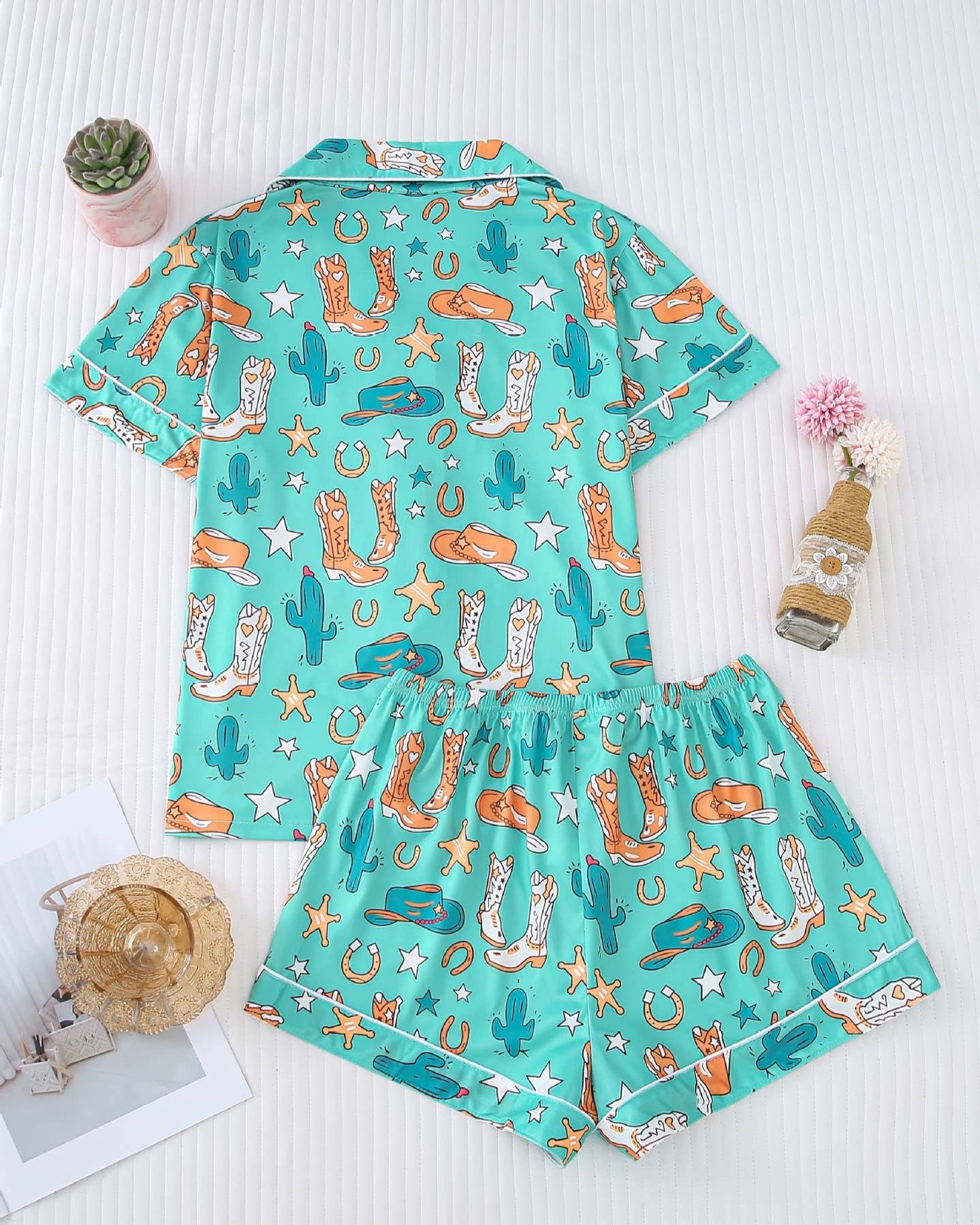 Rosa Clothing - Wholesale Lounge Set - Women's - Cactus & Boots Cowgirl Pajama Set3