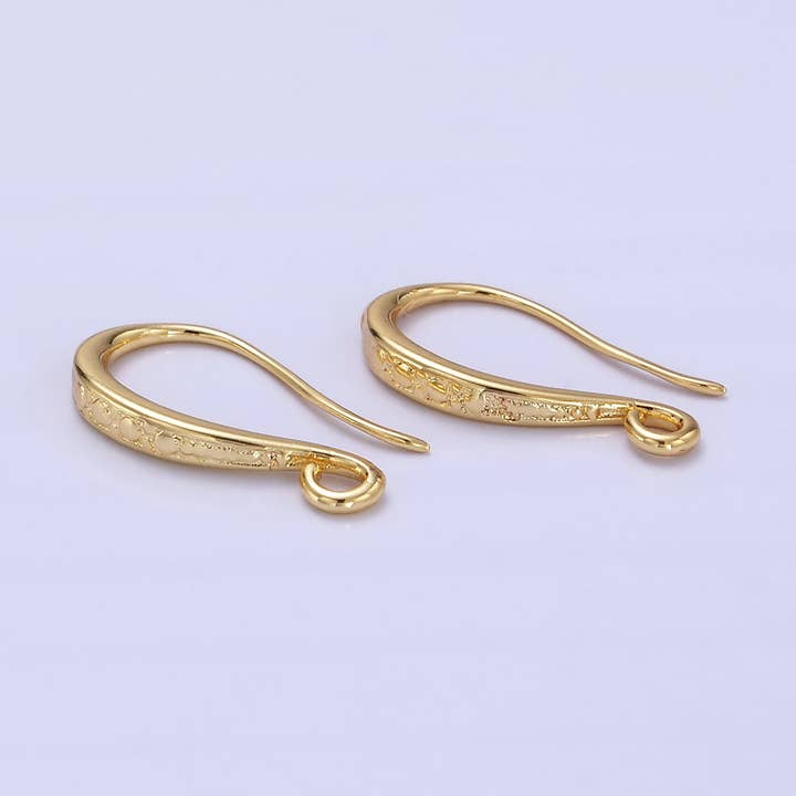 14K Gold Filled 18mm Dotted French Hook Earring Findings for wholesale by Aim Eternal