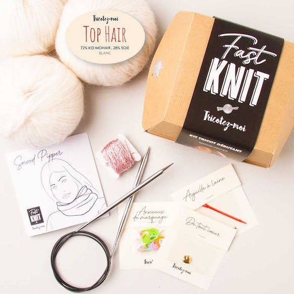 Scaldacollo Fast Knit Pipper Bianco Rosa per la vendita all'ingrosso da parte di Tricotez-moi