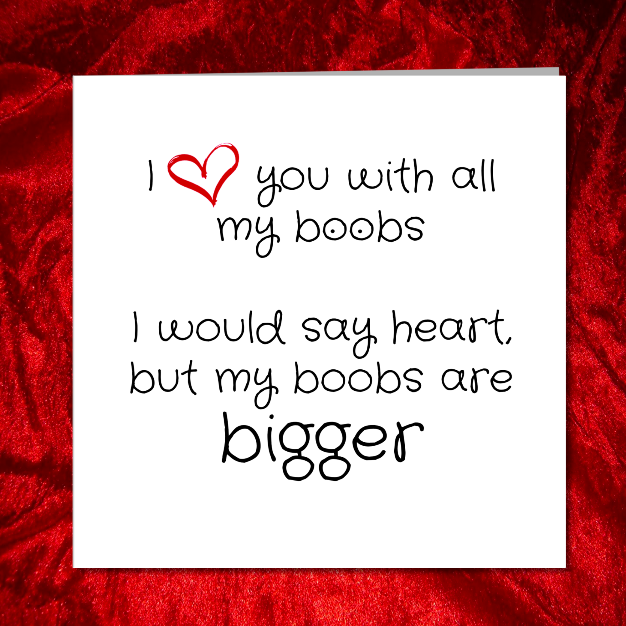 Swizzoo Cards - Vendita all'ingrosso Biglietti per San Valentino - Biglietto con scritta «I love you», per compleanno, anniversario, San Valentino, per fidanzato, marito e moglie. Divertente carta per adulti maleducata e impertinente. Cuore, seni, seni2