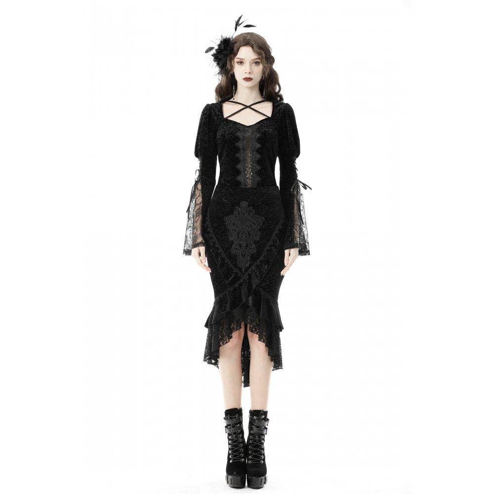 Necessary Evil (Kate's Clothing Ltd T/As) - Venta al por mayor Falda - Mujer - Falda de terciopelo con forma de cola de pez Dark In Love Zira15