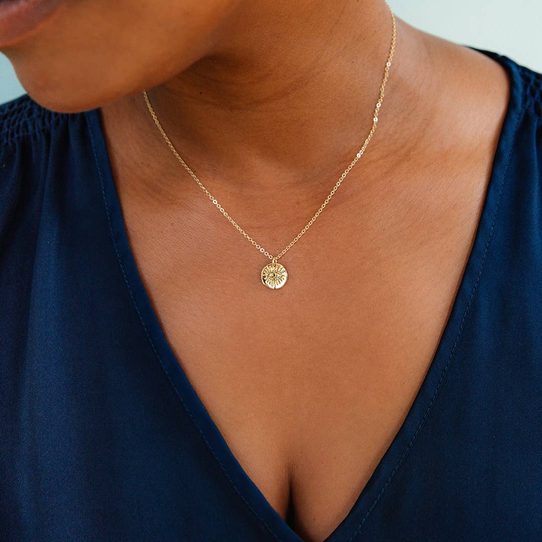 Ornamental Things - Wholesale Pendant/Charm Necklace - Gold Evil Eye Medallion Necklace1