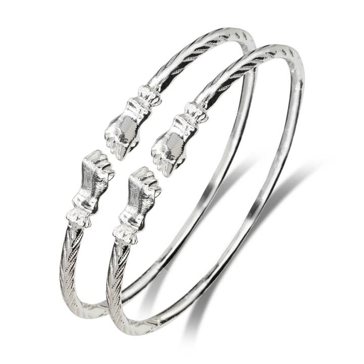 Better Jewelry Fist .925 Sterling Silver West Indian Bangles, 1 pair for wholesale by Better Jewelry