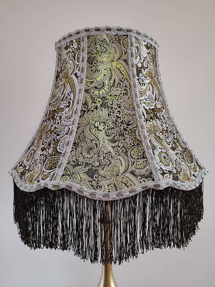Lampskärm, tygskärm, unika lampskärmar, gyllene lampskärm. 4706 för wholesale av DelightLamps