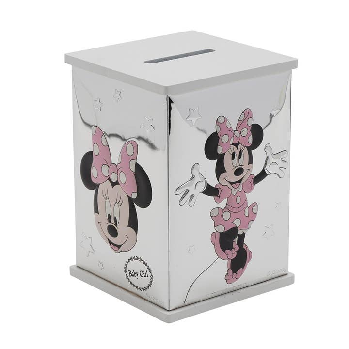 Salvadanaio in Argento 999 Disney Minnie Mouse - Legno Bianco per la vendita all'ingrosso da parte di WIDDOP and Co.