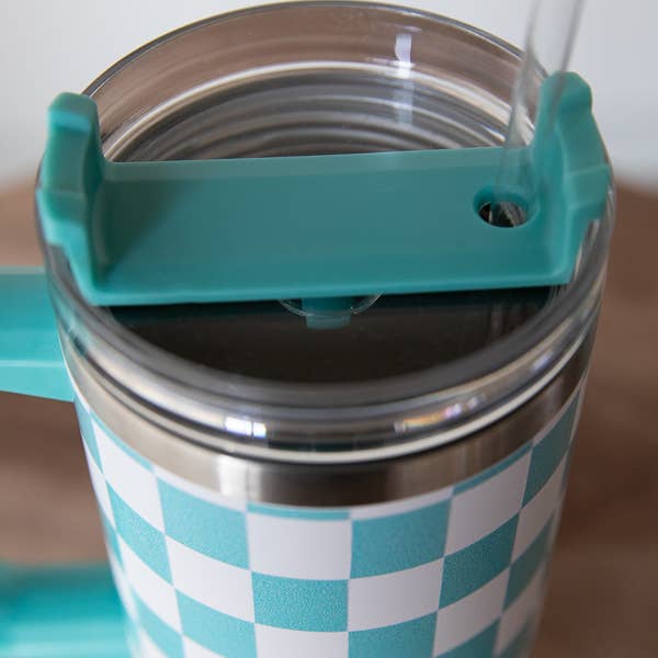 color tè blu Bicchiere a quadretti da 40 once in vendita all'ingrosso su Faire2