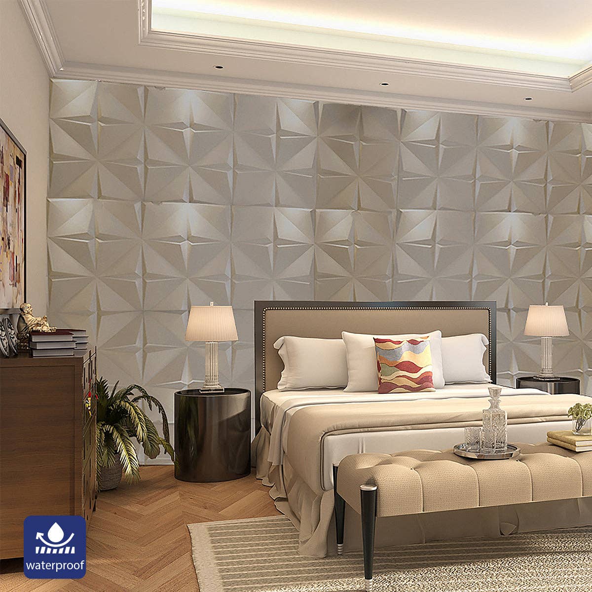 ENER-J – wholesale Decorative panel – Artistic 3D Geometric Relief PU Leather Wall Panels1