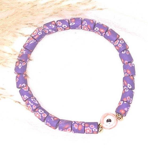 Ibiza evil eye purple bracelet for wholesale by Ibiza Boutique