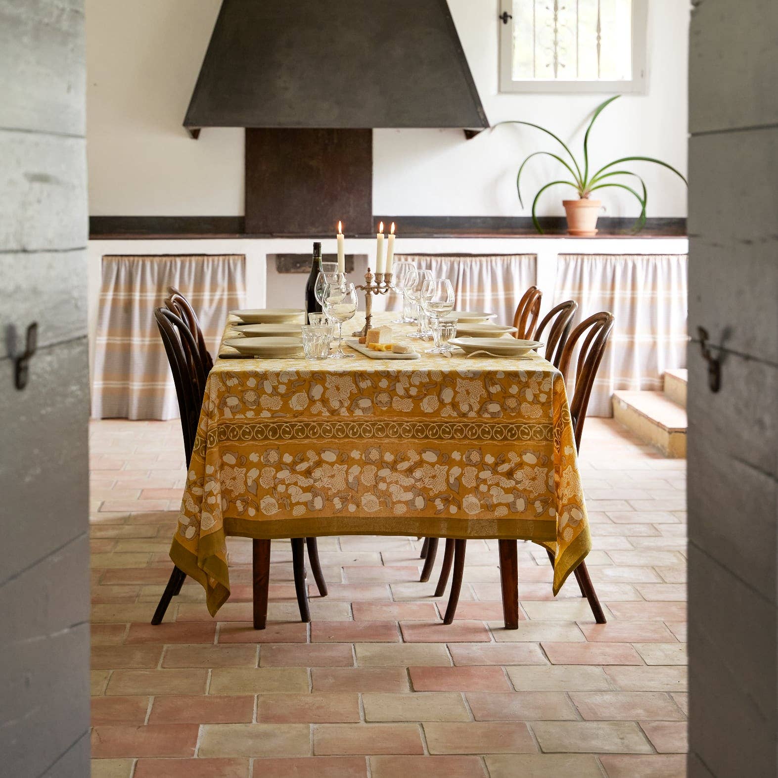 Couleur Nature - Wholesale Tablecloth - Forest Harvest Grey & Mustard | French Tablecloths7