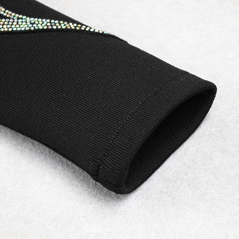 Black DR0238 V-Neck Diamond Bandage Dress - Elegant Evening Wear for wholesale on Faire11