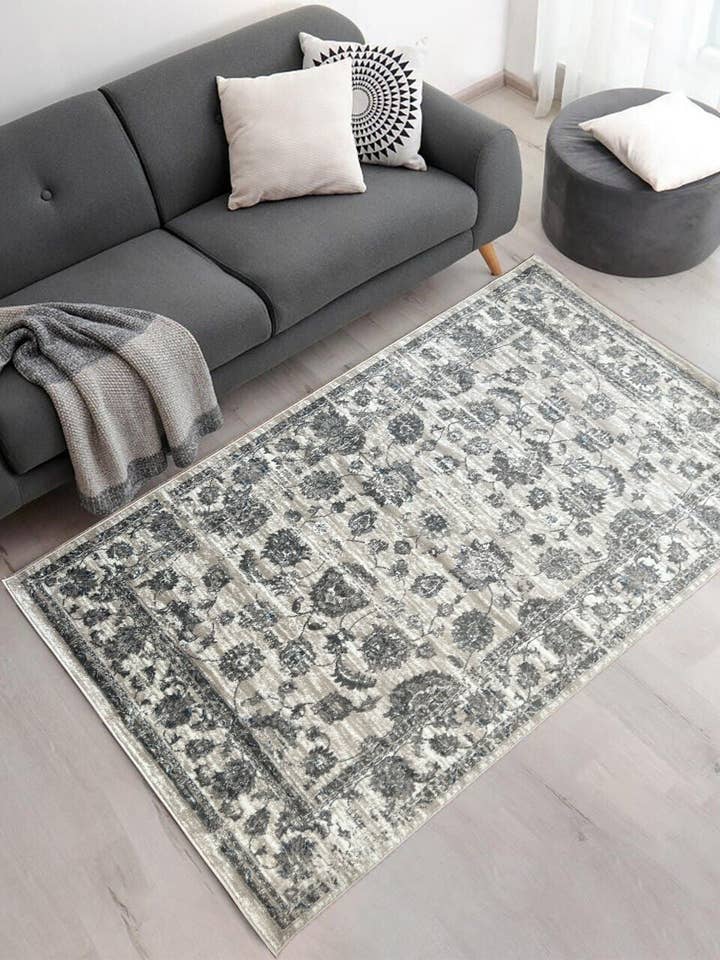 ROY's Home Flower Garden Design Area Rugs, Vintage Effect Lines for wholesale by Roy's Home LLC