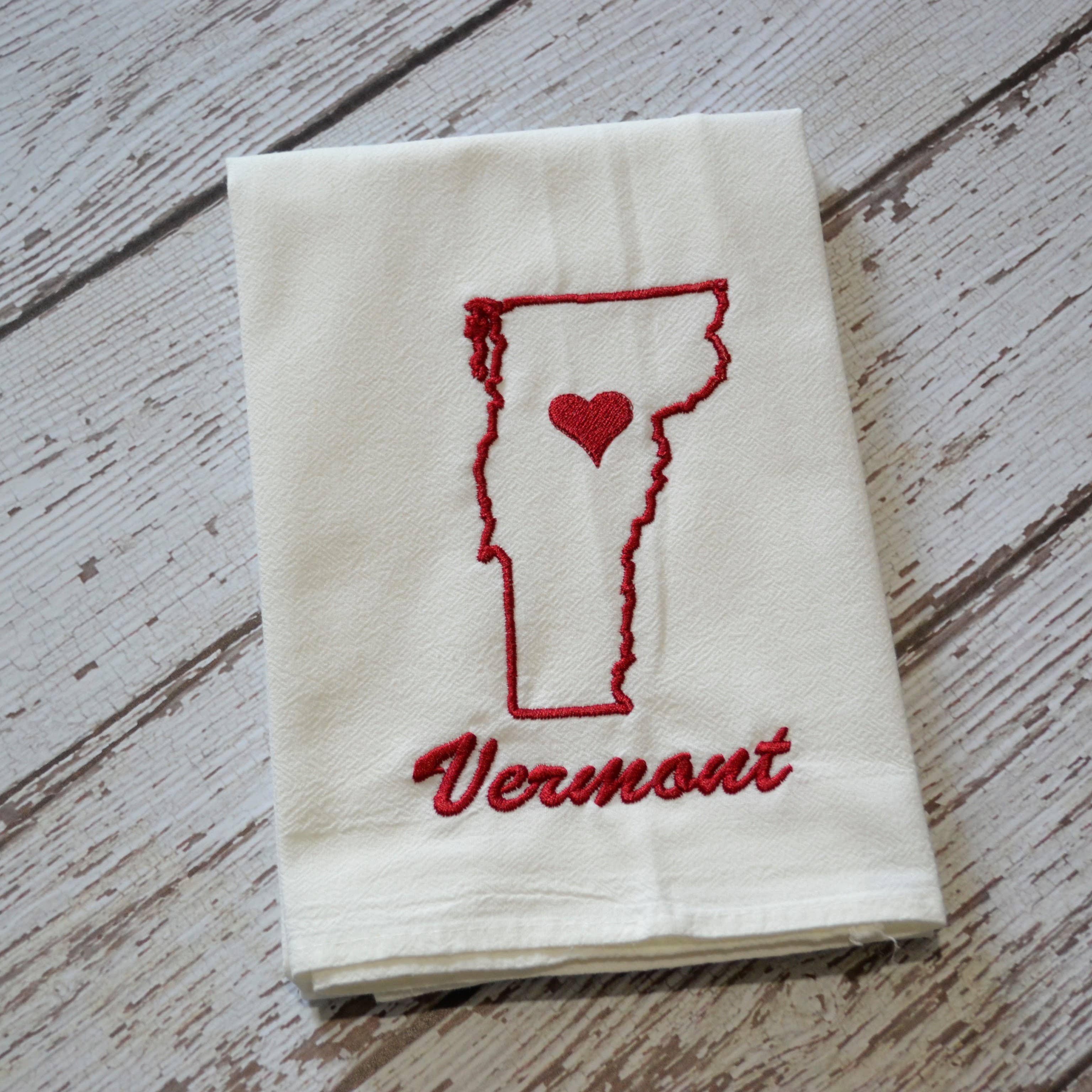 SewMuchMoreStore - Wholesale Tea Towel - State Tea Towel - Red - Embroidered Floursack Towel7