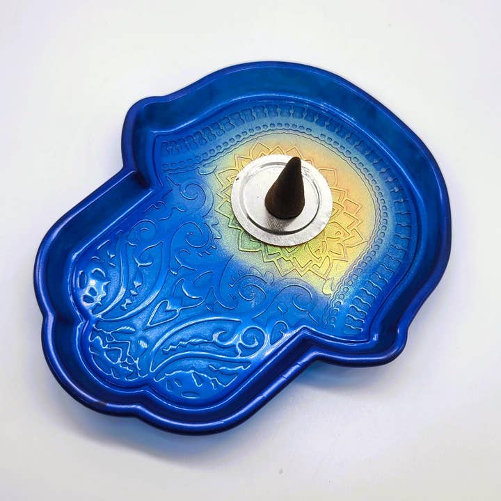 Slightly Askew Art - Wholesale Jewelry Dish - Hamsa Hand Trinket Dish - Made with Resin & Color-Shift Mica3