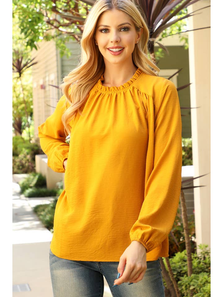 You & Me – Engroshandel Bluse - Dame – YMT20087V-PUFFÆRMET VÆVET TOP MED RUND HALSUDSKÆRING0