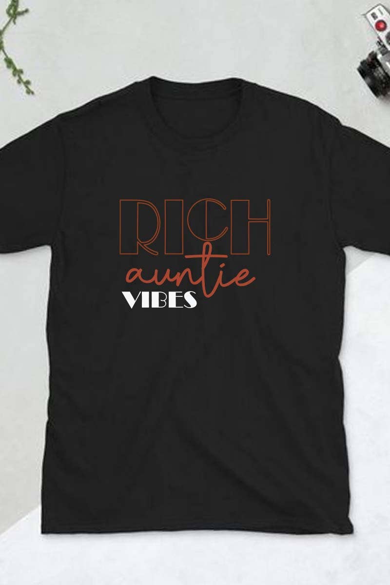 HARANG – wholesale T-shirts med screentryck – Dam – M7453 RICH AUNTIE VIBES grafisk tee1