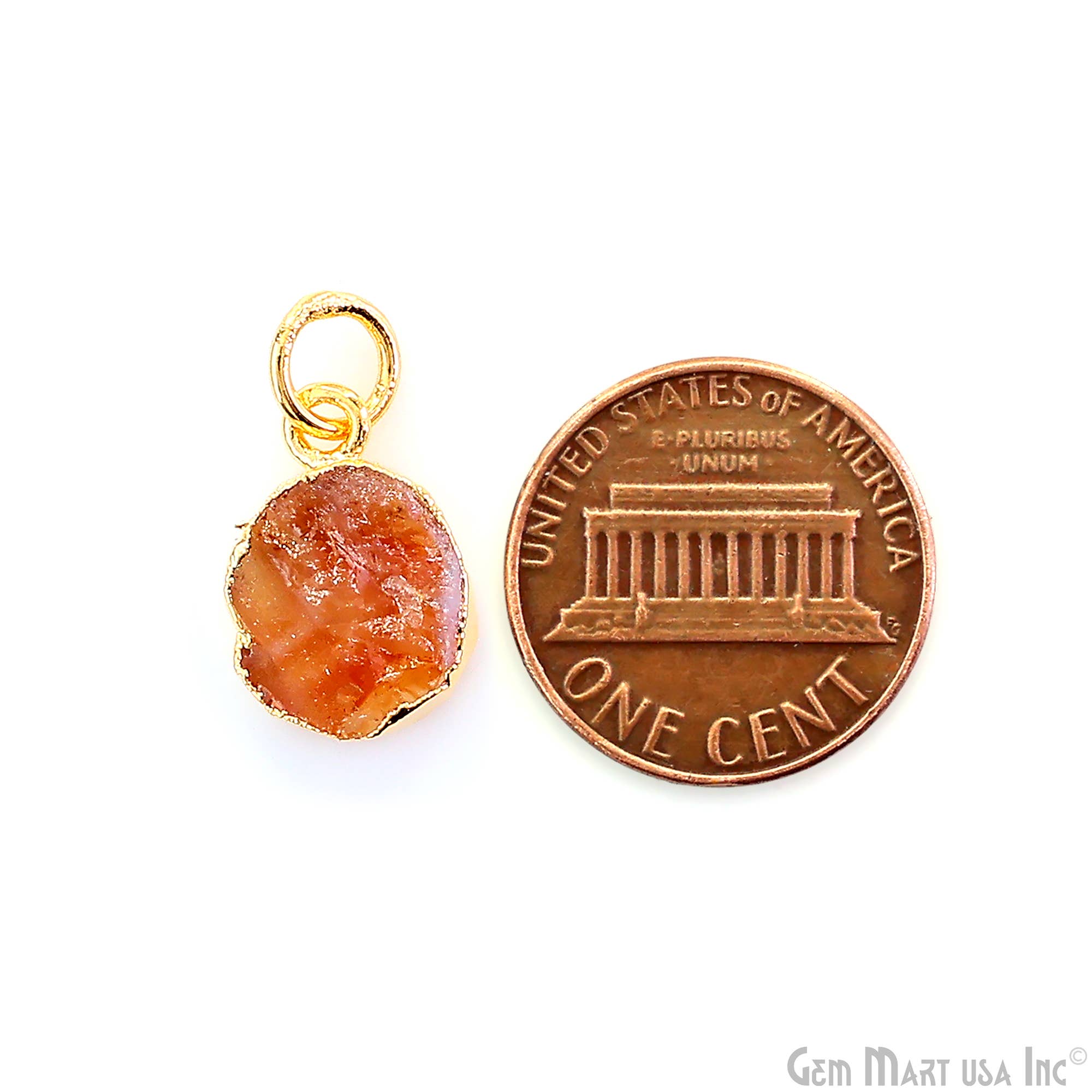 GemMartUSA - Wholesale Pendant/Charm Necklace - Rough Gemstone 16x10mm Gold Electroplated Single Bail Charm13