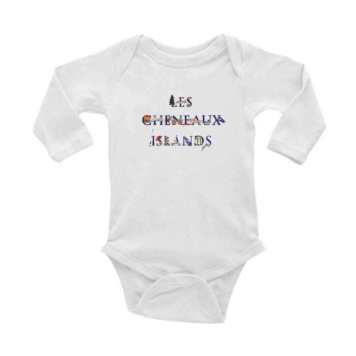 les cheneaux islands baby body de manga comprida por atacado de Tina Labadini Designs