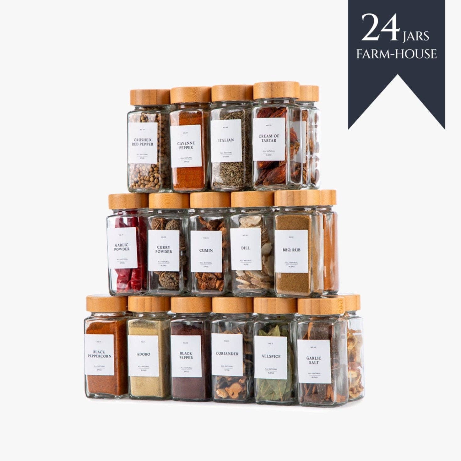 Finessy - Wholesale Jar - SPICE JARS WITH LABEL BAMBOO LID1