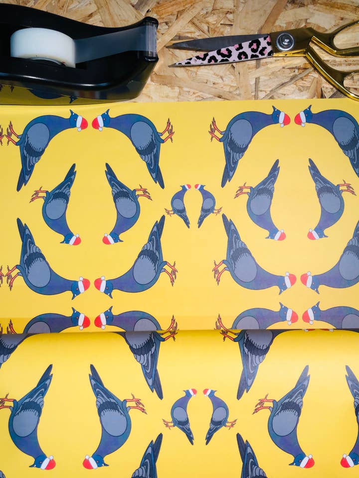 Christmas Pigeon Wrapping Paper - Case of 10 for wholesale by PaintsPylons