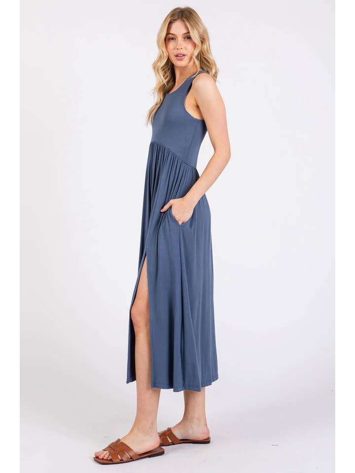 Final Touch - Wholesale Dress - Women's - Sleeveless Slitted Dress - D40755
